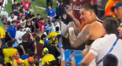 Darwin Núñez se agarra a golpes con aficionados colombianos en la grada (VIDEO)