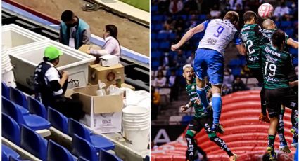 Captan a vendedores de cerveza reciclar vasos durante el Puebla vs Santos