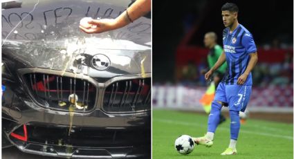 Aficionados de Cruz Azul estrellan huevo en auto de Uriel Antuna