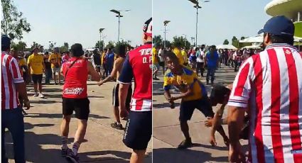 Aficionados de Chivas y Tigres protagonizan riña a las afueras del Estadio Akron previo a la final