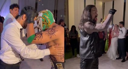 Luchador animador sorprende a novio en su boda y se vuelve viral