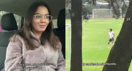 Novia se vuelve viral por apoyar a su pareja en partido de futbol en plena tormenta (VIDEO)