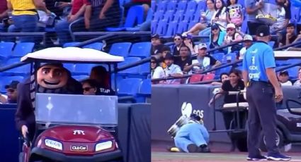 El inédito accidente que protagonizó una botarga de Minión en un partido de beisbol (VIDEO)